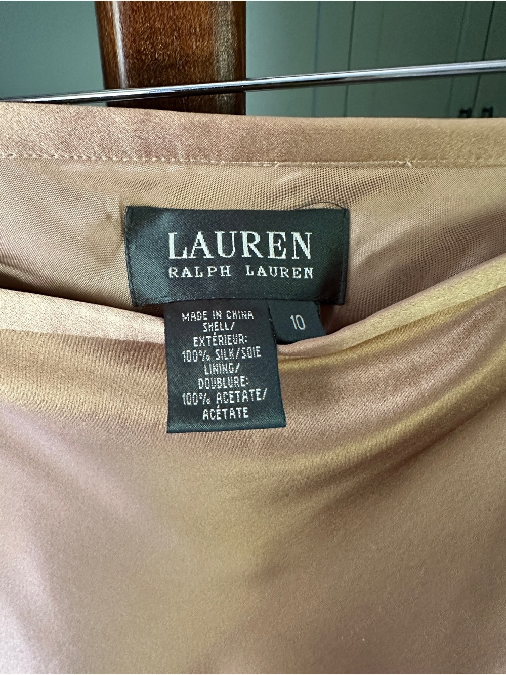 Lauren Ralph Lauren Champagne Gold Silk Satin A-Line Skirt - Picture 2 of 7